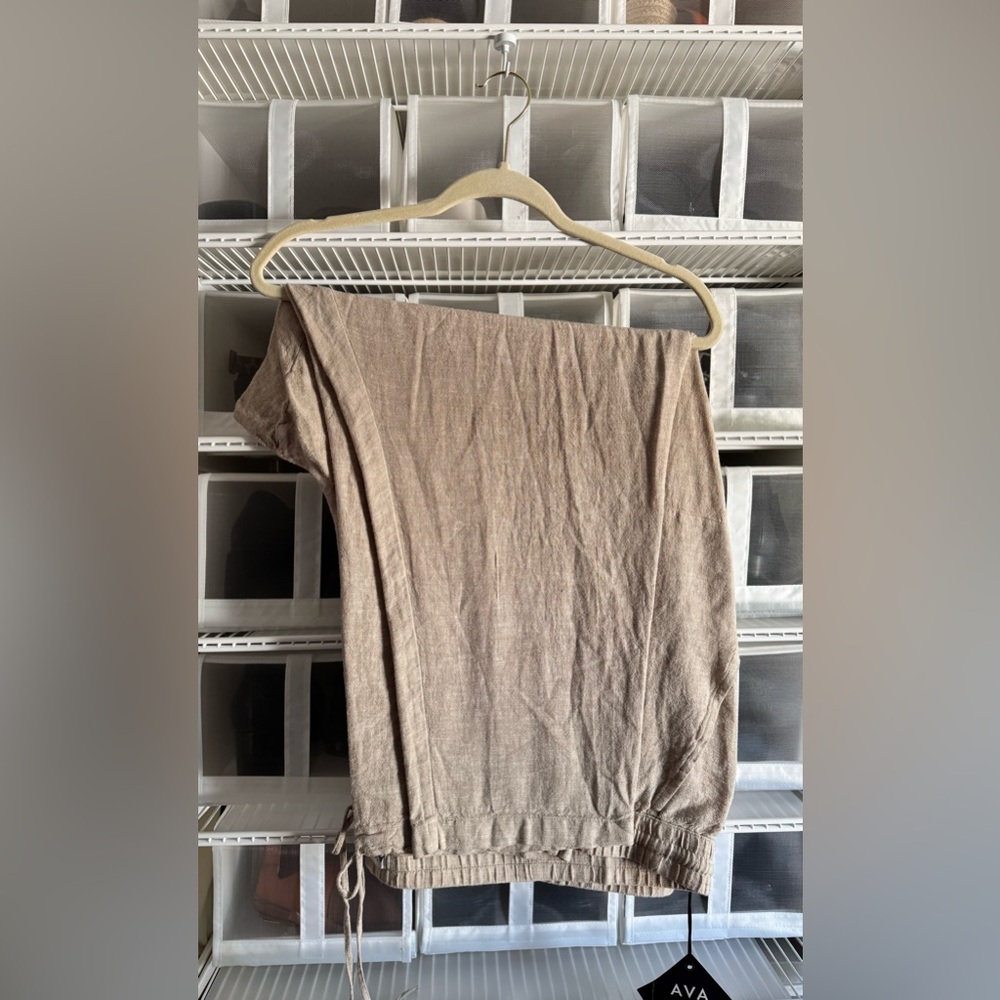 NWT Ava & Viv Plus Size Linen-Style Khaki Pants
